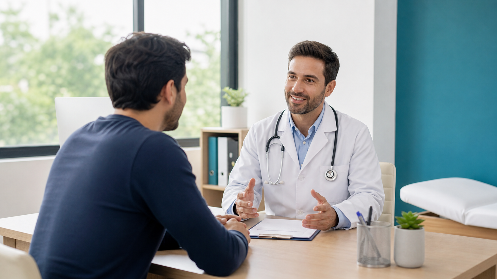 Paciente recibiendo consulta medica general